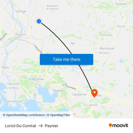 Loriol-Du-Comtat to Peynier map