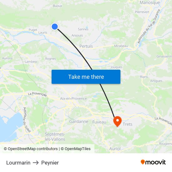 Lourmarin to Peynier map