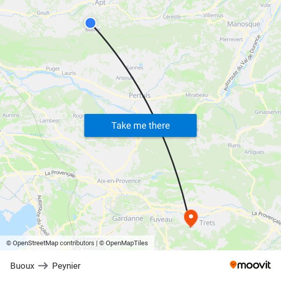 Buoux to Peynier map