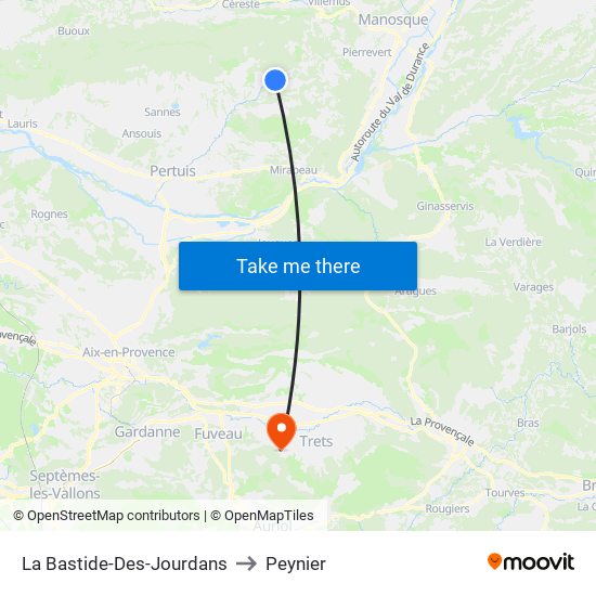 La Bastide-Des-Jourdans to Peynier map
