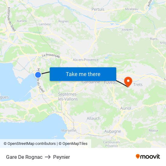 Gare De Rognac to Peynier map