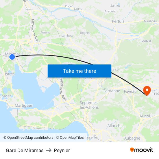 Gare De Miramas to Peynier map