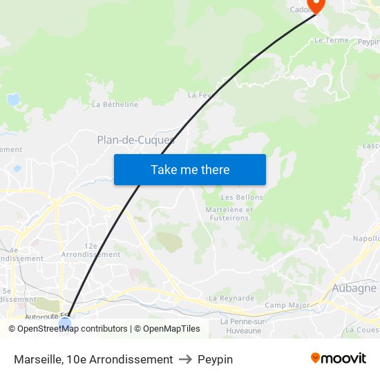 Marseille, 10e Arrondissement to Peypin map