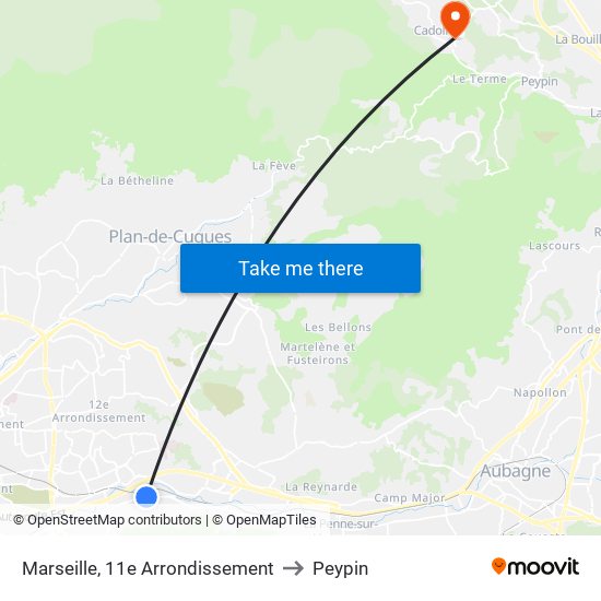 Marseille, 11e Arrondissement to Peypin map