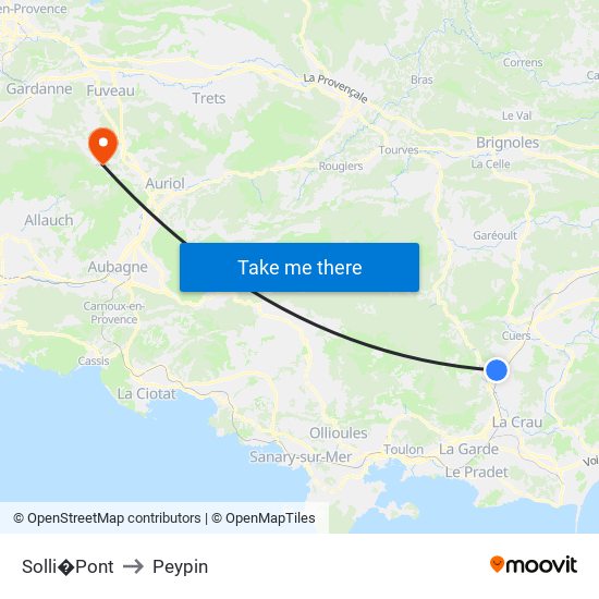 Solli�Pont to Peypin map