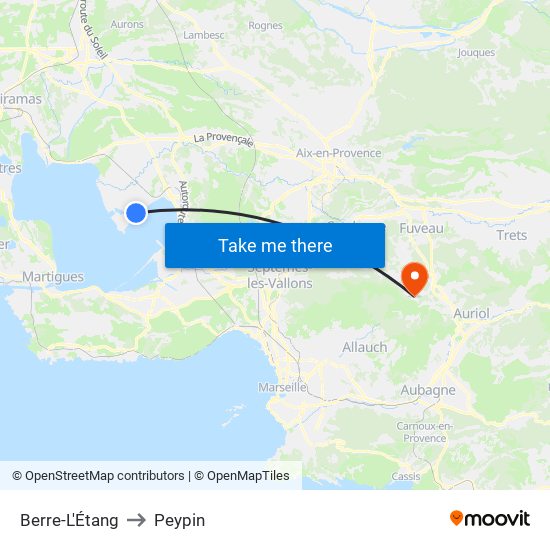 Berre-L'Étang to Peypin map