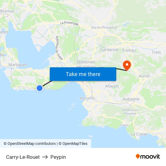 Carry-Le-Rouet to Peypin map