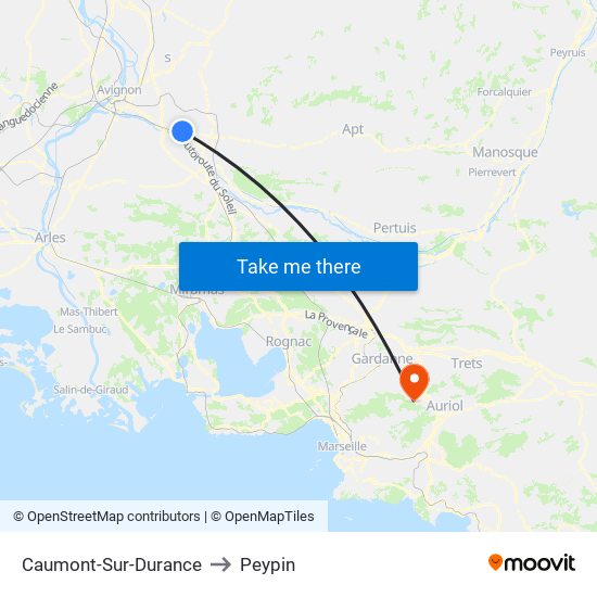 Caumont-Sur-Durance to Peypin map