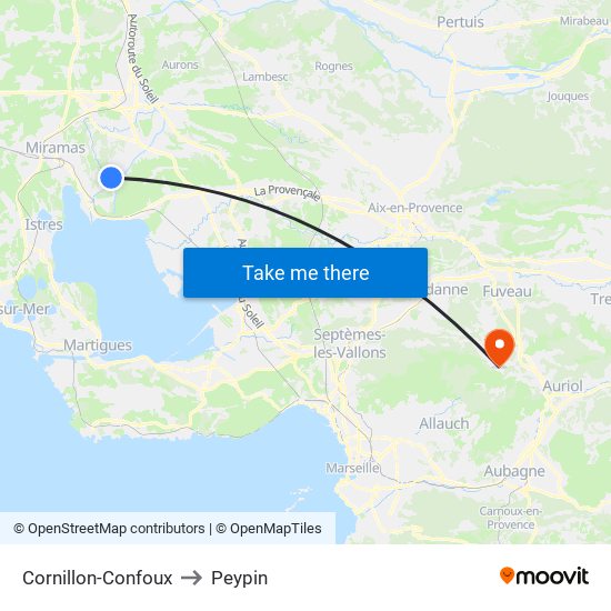 Cornillon-Confoux to Peypin map