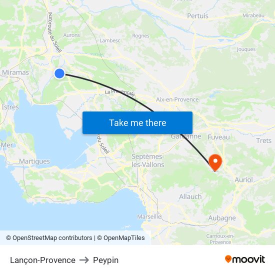 Lançon-Provence to Peypin map