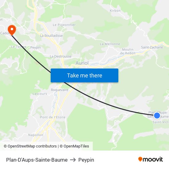 Plan-D'Aups-Sainte-Baume to Peypin map