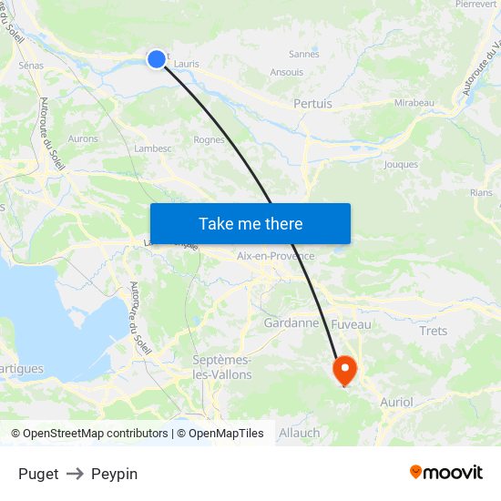 Puget to Peypin map