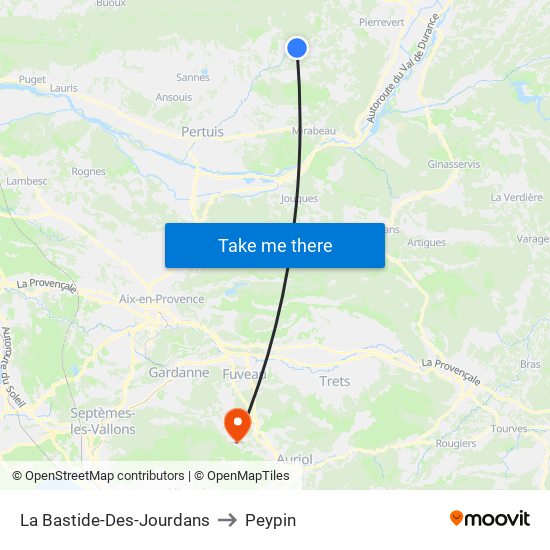 La Bastide-Des-Jourdans to Peypin map