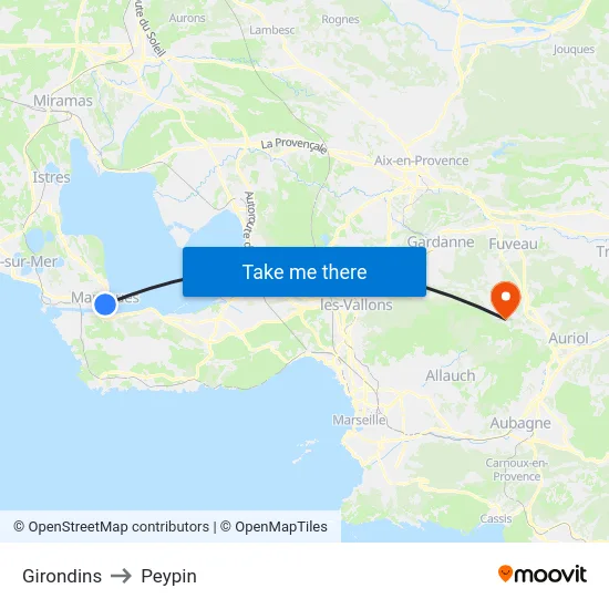 Girondins to Peypin map