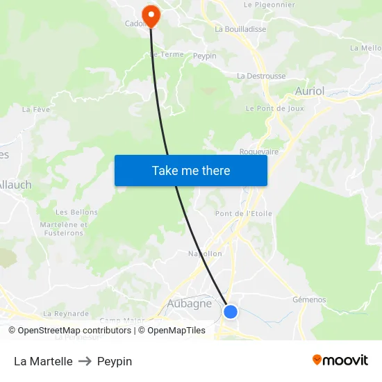La Martelle to Peypin map