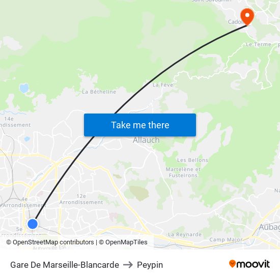 Gare De Marseille-Blancarde to Peypin map