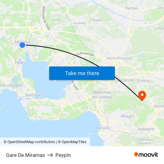 Gare De Miramas to Peypin map