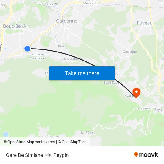 Gare De Simiane to Peypin map