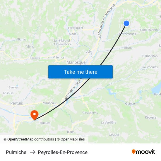 Puimichel to Peyrolles-En-Provence map