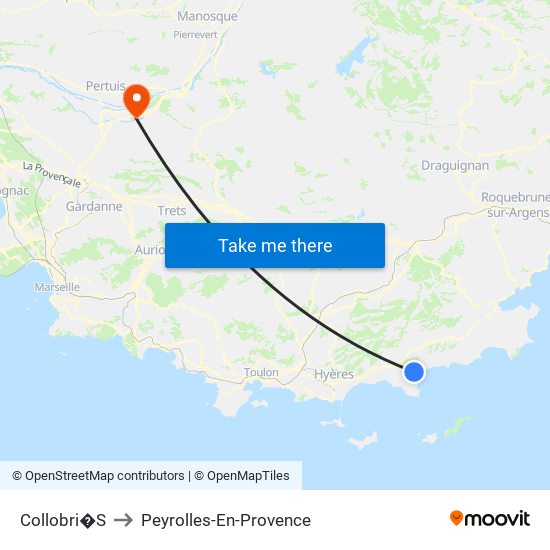Collobri�S to Peyrolles-En-Provence map