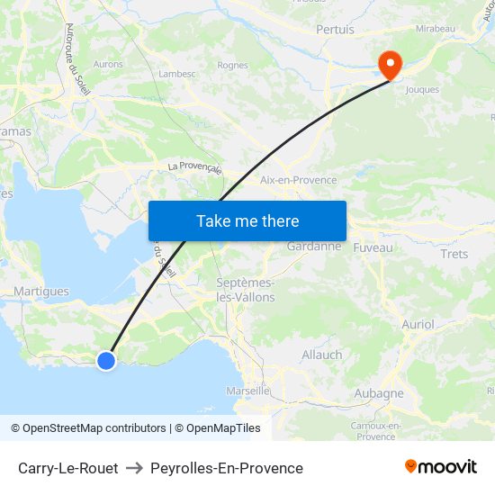 Carry-Le-Rouet to Peyrolles-En-Provence map