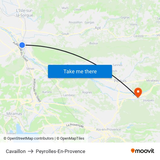 Cavaillon to Peyrolles-En-Provence map