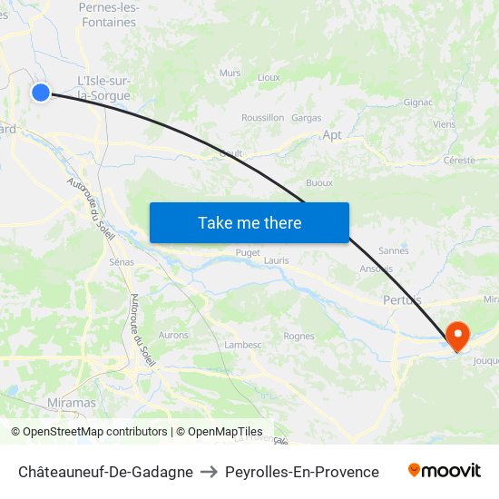 Châteauneuf-De-Gadagne to Peyrolles-En-Provence map