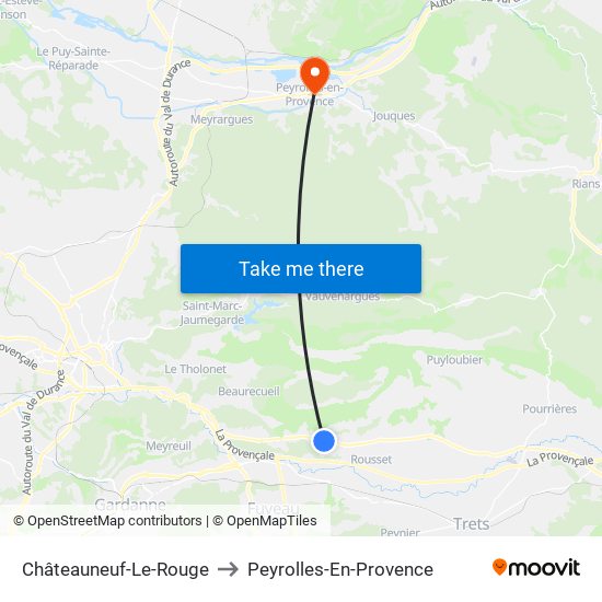 Châteauneuf-Le-Rouge to Peyrolles-En-Provence map