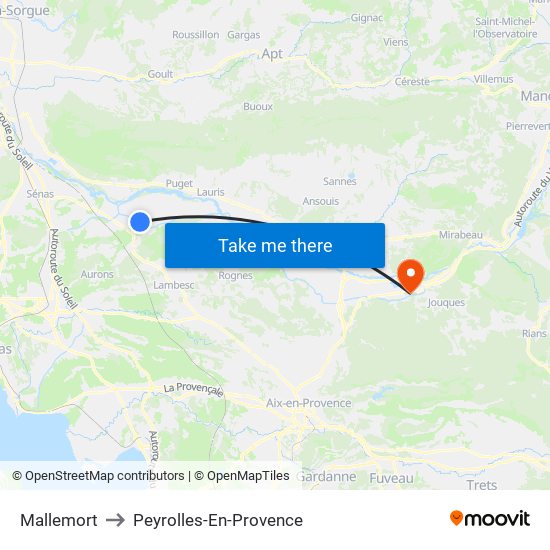 Mallemort to Peyrolles-En-Provence map