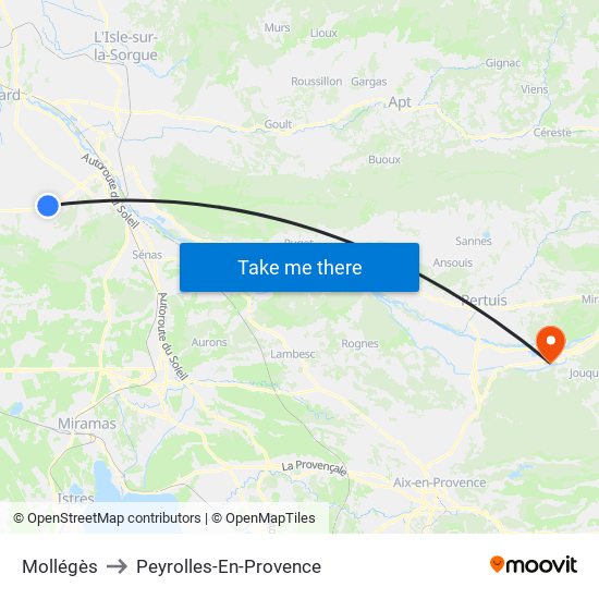 Mollégès to Peyrolles-En-Provence map