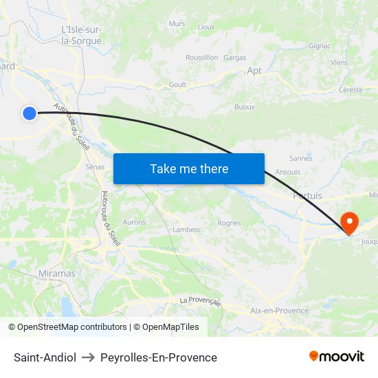 Saint-Andiol to Peyrolles-En-Provence map