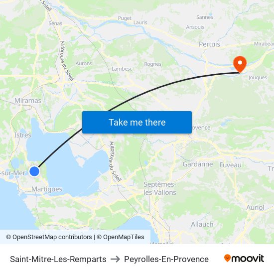 Saint-Mitre-Les-Remparts to Peyrolles-En-Provence map