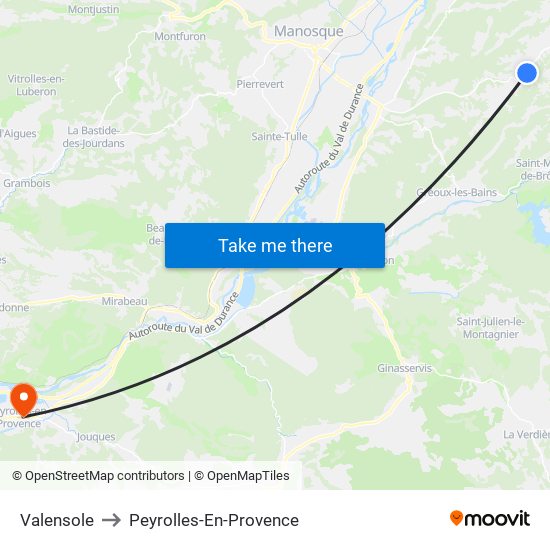 Valensole to Peyrolles-En-Provence map