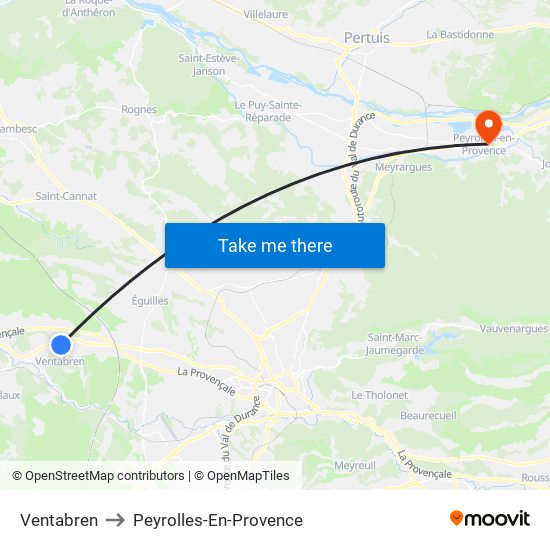 Ventabren to Peyrolles-En-Provence map