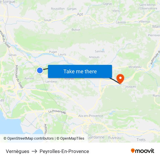 Vernègues to Peyrolles-En-Provence map