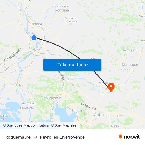 Roquemaure to Peyrolles-En-Provence map