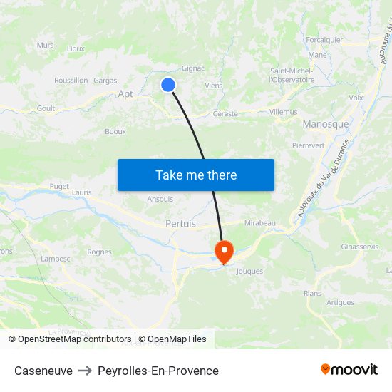 Caseneuve to Peyrolles-En-Provence map