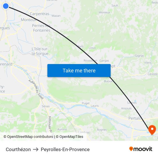 Courthézon to Peyrolles-En-Provence map