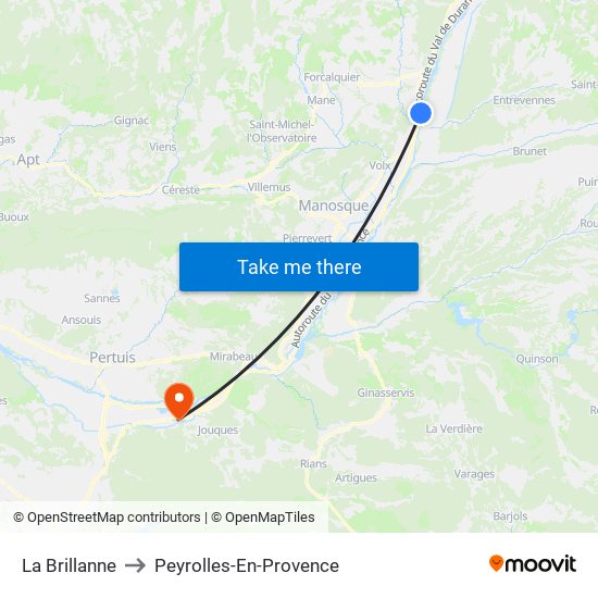 La Brillanne to Peyrolles-En-Provence map