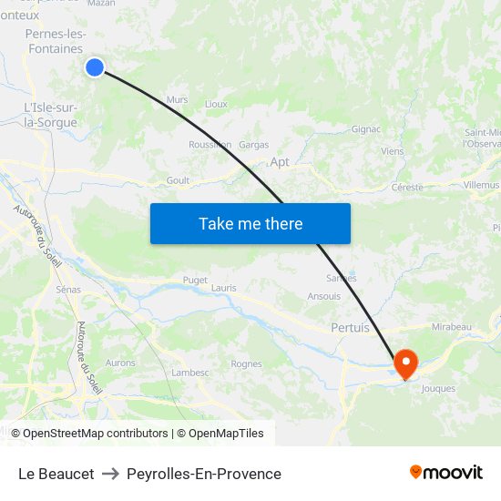 Le Beaucet to Peyrolles-En-Provence map