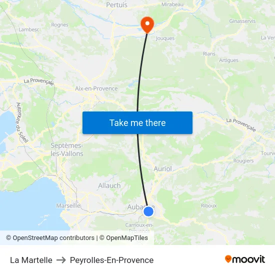 La Martelle to Peyrolles-En-Provence map