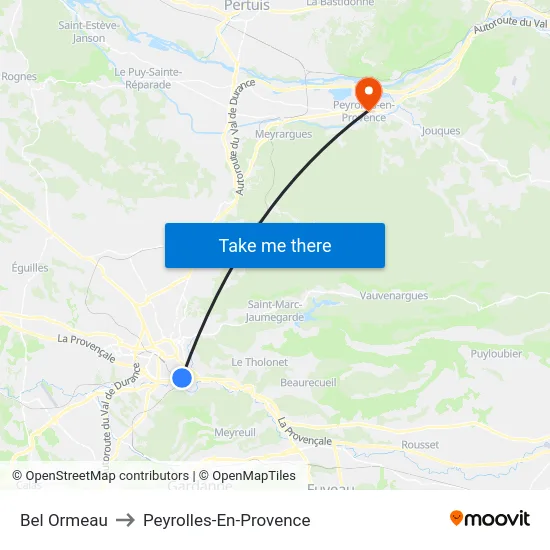 Bel Ormeau to Peyrolles-En-Provence map