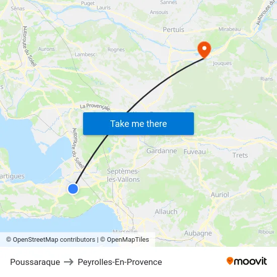 Poussaraque to Peyrolles-En-Provence map
