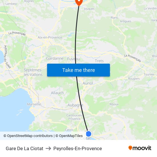 Gare De La Ciotat to Peyrolles-En-Provence map