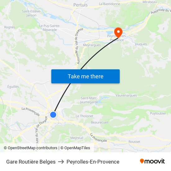 Gare Routière Belges to Peyrolles-En-Provence map