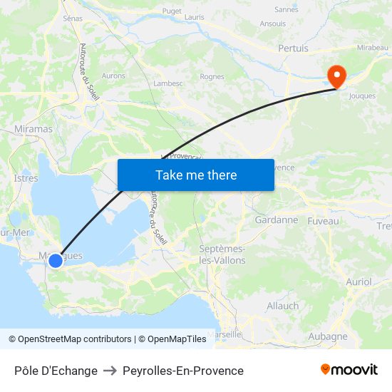 Pôle D'Echange to Peyrolles-En-Provence map