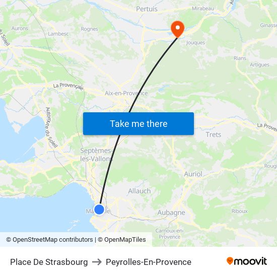 Place De Strasbourg to Peyrolles-En-Provence map