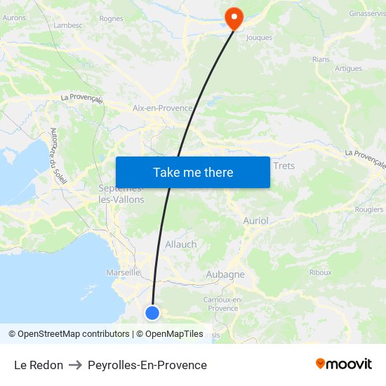 Le Redon to Peyrolles-En-Provence map