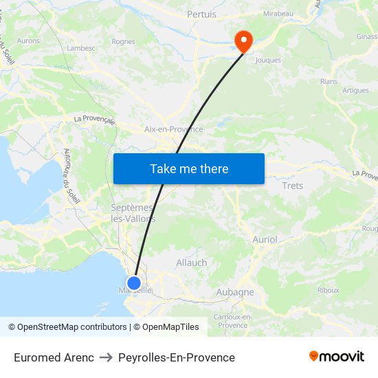 Euromed Arenc to Peyrolles-En-Provence map
