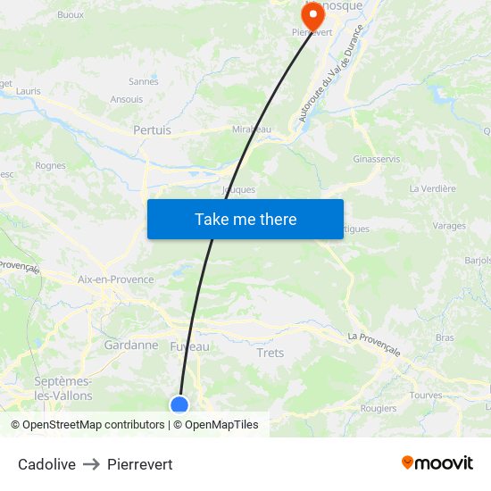 Cadolive to Pierrevert map